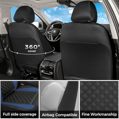 Image of FLORICH Seat Covers, Front Seat Covers 2 PCs, Automotive Seat Cover for Cars, Luxury Leather Universal Seat Cover Accessories Fit for Most Cars SUV Truck Sedans(Blue)