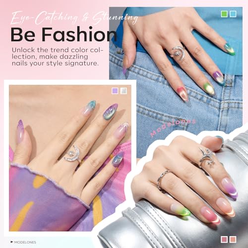 Image of modelones Cat Eye Gel Nail Polish, 6 Colors Jelly Neon Set with Magnet Sparkle Galaxy Series Nail Gel Polish Kit Soak Off Led Nail Art Manicure Salon DIY Gifts