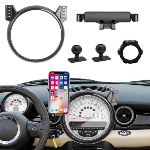 TTCR II Compatible con Soporte Teléfono Automóvil Mini Cooper 2007 2008 2009 2010 2011 2012 2013, R55 Soporte Movil Coche para 360° Giratorio, R56 Portamóvil para Coche el Salpicadero Mini Accesorios