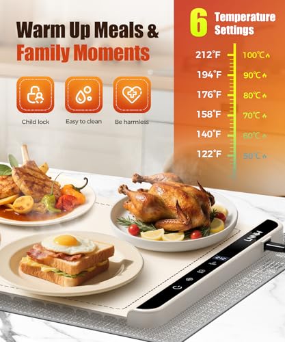 Image of Warming Mat for Food, 36x15 Inch,White, Fast Heat, Child Lock