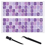 4-in-1 Universal Korean Keyboard Stickers,Keyboard Brush&Tweezer,Purple Background White Lettering Matte Korean Replacement Keyboard Alphabet Sticker for Laptop Notebook Desktop PC MacBook Computer