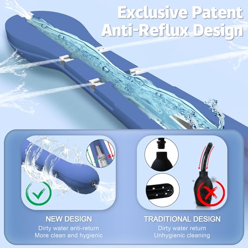 Image of Enema Douche for Men & Women - Anti Back-Flow Anal Bulb with 5-Opening Spray Tip, 150ml Portable Kit for Personal Intimate Hygiene (Dark Blue)