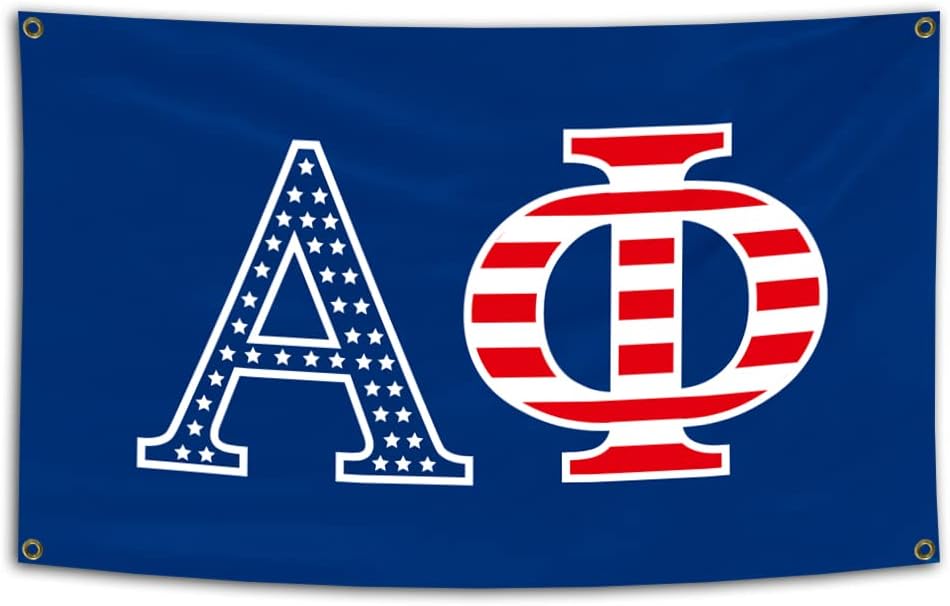 Used for Alpha Phi 3ร5FT America Flag With Four Brass Grommets Blue background Double stitch Decoration banner
