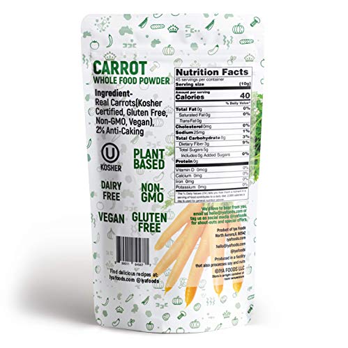 Iya Foods Carrot Powder 1 lb Pack, Premium Grade, Freshly Packed