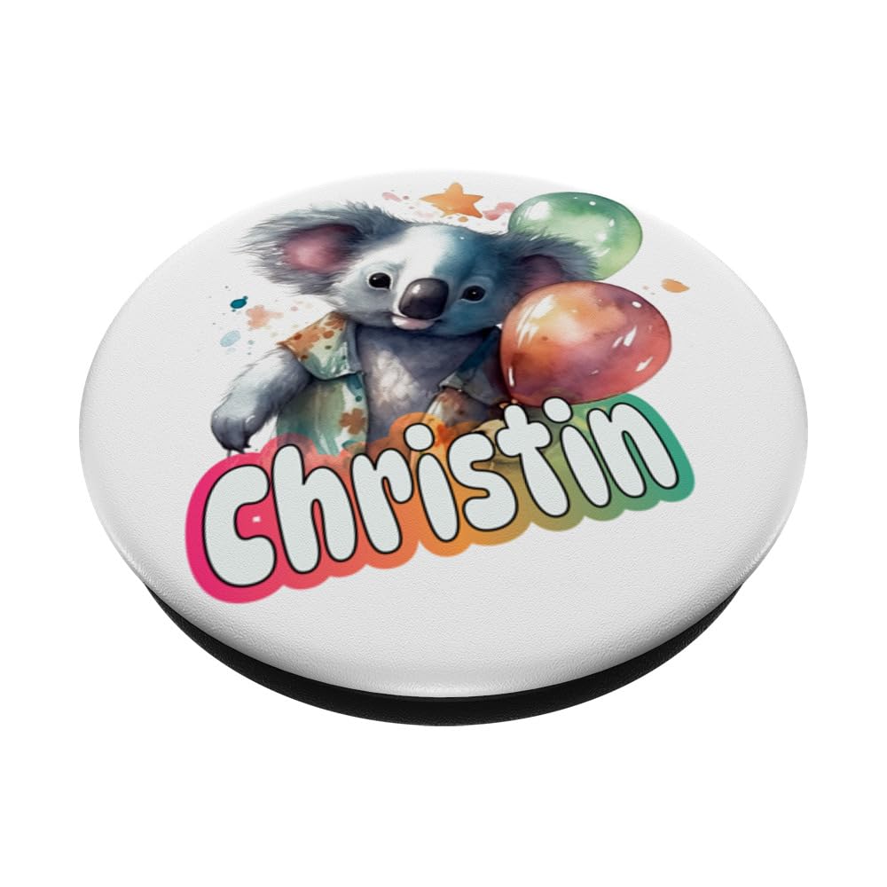 CHRISTIN - Adorable girl name with cute Koala PopSockets Swappable PopGrip, Black - Image 2