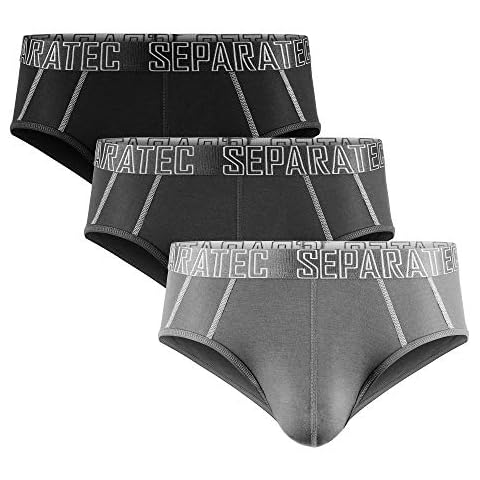 Separatec Men's Boxer Briefs Smooth Bamboo Rayon with Separated Pouches Underwear 3 Pack Boxer Shorts Stylish multicolours Trunks (S, Black+Dark Gray+Gray) Cover