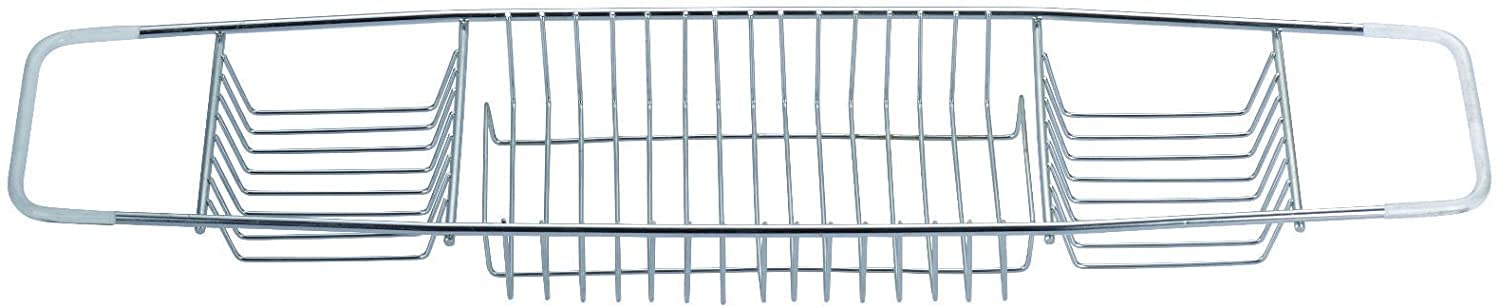 Homion Silver Stainless Steel 3 Compartment Rust Free Over Bath Tub Rack Shower Caddy Bathtub Organiser Tray Bath Caddy Bridge (Silver Stainless Steel)
