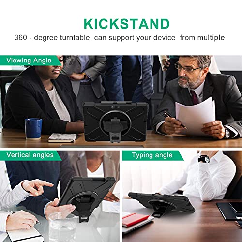 Surface Pro X Case - 360 Degree Rotating Stand Hand Strap Shoulder Strap Pen Holder Heavy Duty Full Body Shockproof Impact Resistant Rugged Drop Protective Case For Surface Pro X 13" 2021/2020/2019 #TOP2