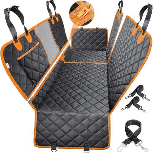 Capa para Pet. Protetora De Banco Traseiro De Carro, Impermeável. Proteção para Bancos dos veículos, Cães e Gatos. Com alças, Zíper, Estojo e Presilhas. Resistente a Riscos e Manchas. Premium. Laranja