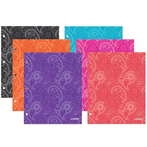 Bazic-Products-Bright-Colored-Glossy-Finish-Laminated-Paisley-Design-2-Pocket-Portfolios-Set-of-4-Folders