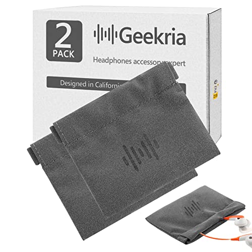 Geekria Paquete de 2 Auriculares de Bolsillo, Monedas, Organizador de Auriculares en la Oreja, Funda para Auriculares de Bolsillo, Clip para Monedero, Bolsa de Viaje portátil (Microfibra)…