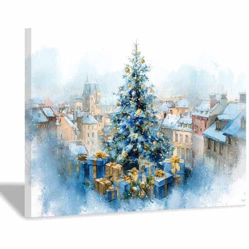 Toile de Noël encadrée haute définition déco d'hiver Premium 70x100cm