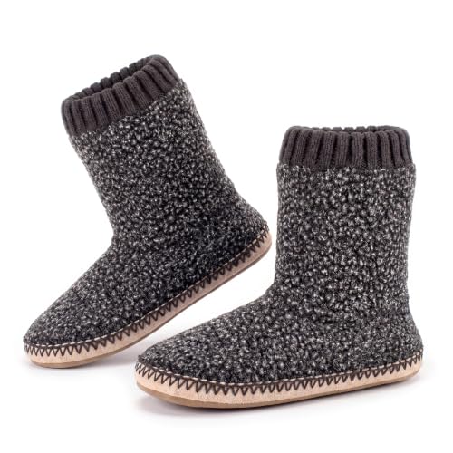 cosyone1997 Boot Slippers for Men Indoor Soft Sole Warm Fuzzy Non Slip House Slippers Grey Size 10-11