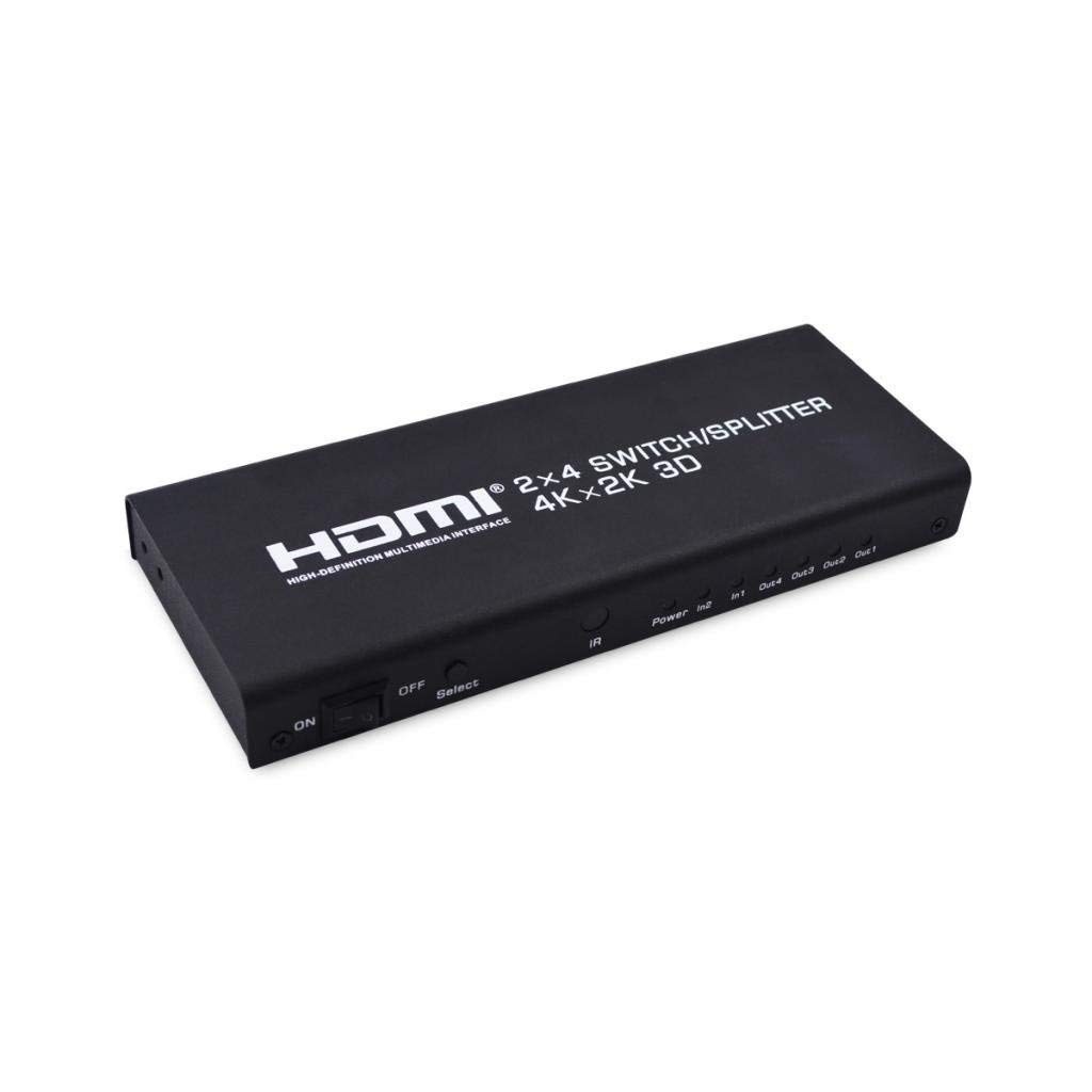 Conmutador HDMI 2 en 4 con mando a distancia por infrarrojos