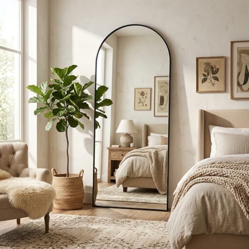 Image of 70 inchx27 inch Floor Mirror Full Length, Arched Full Length Mirror with Stand, Large Full Body Mirrors for Bedroom Living Room or Cloakroom Black