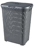 Curver 189211 Laundry Basket Wicker Look Polypropylene 60 L