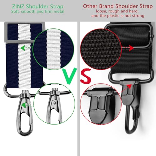 Image of ZINZ 79 inch Shoulder Strap, Extra-thick Fixed Cushion Pad and Dual Clasps Universal Replacement Strap with Metal Swivel Hooks for Laptop Bags, Luggage Bags, Camera, Crossbody(Stripes-BuWBu)