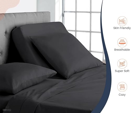 Miniatura 4 de SGI bedding Juego de sábanas Cal King de 28 pulgadas, 100 % algodón egipcio, 1000 hilos, sábana superior flexible para cama ajustable, juego de