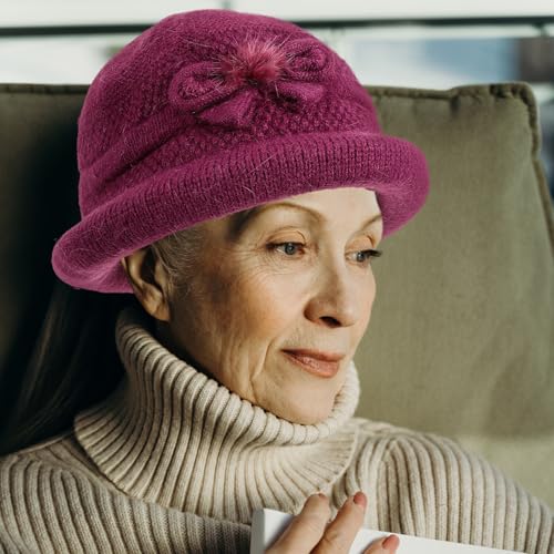 Gorro de lana térmico para mujer informal de abrigo de punto para invierno 7