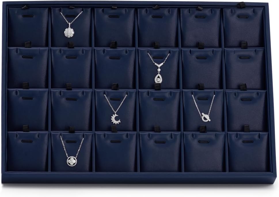 Oirlv Elegant Stackable 24 Gird Jewelry Organizer Tray with Removable