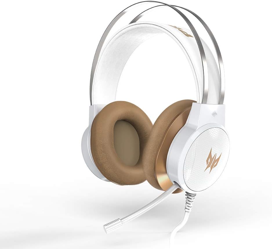 Acer Predator Galea 300 White Gaming Headset - TrueHarmony Technology, 40mm Driver Bio-Cellulose, Retractable Omni-Directional Microphone