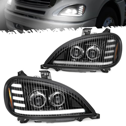 Partsam LED Headlights Assembly Compatible with Freightliner Columbia 1996-2017 DOT Approved with Start Animation Sequential Turn Signal High/Low Beam DRL Marker Lights 6500K IP67