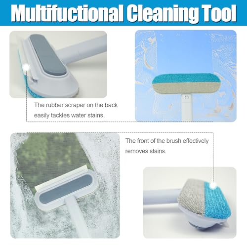 Image of Pet Hair Removal Tool 2 Pieces, Dog and Cat Hair Remover for Couch Carpet Furniture, 4 in 1 Multifunctional Pet Hair Removal Broom, Cleaning Brush for Window Tile, Reusable Washable