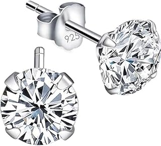 Vincent Paul - Pendientes para mujer y hombre, punto de luz, de plata 925, diámetro de 3 mm, color blanco diamante, Small, Plata de ley, Circón