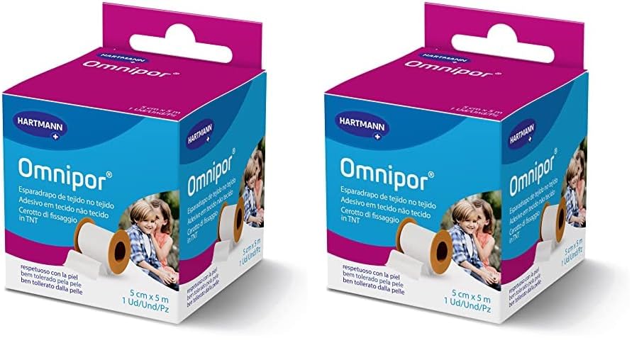 Omnipor, Esparadrapo de Tejido no-Tejido Resistente, Pre-Tape para la Sujeción de Apósitos y Vendajes, Espadrapo Hipoalargénico y Resistente al Agua, Cinta Quirurgica, Color Blanco (5cm x 5m)