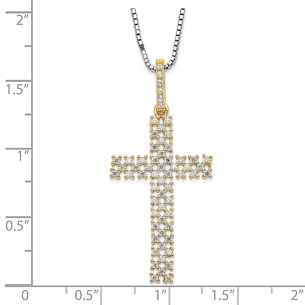 ICE CARATS Srebro wysokiej próby 925 złoty odcień cyrkonia sześcienna krzyż religijny łańcuszek naszyjnik krzyż elegancka biżuteria prezent dla kobiet serce