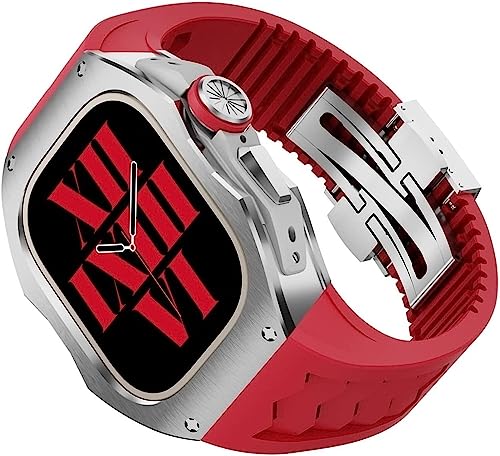 Kit de mod mécanique pour Apple Watch Ultra 49 mm avec boîtier métal antichoc et bracelet fluor