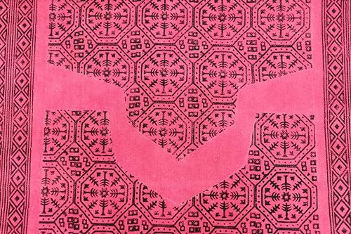 Tapis à tissage plat en coton haut de gamme motif Dhurrie rose - 7