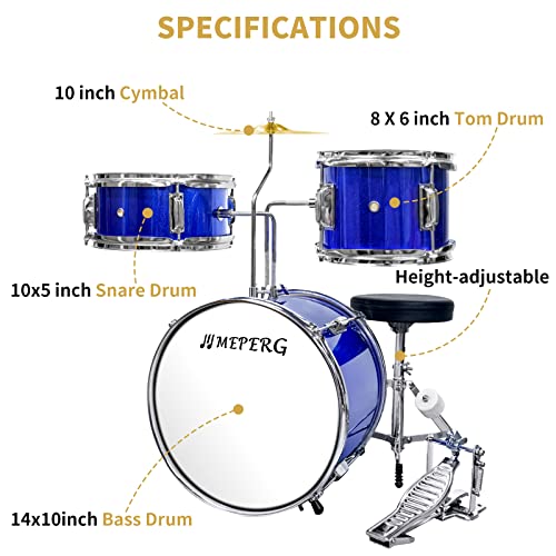 3 Piece Drum Set, Kids Drum Set, Beginner Drum Set, Drum Set For Kids, Starter Drums For Kids, Drum Kit, Kid Drum Set, Drum Kit For Kids, Blue #TOP1