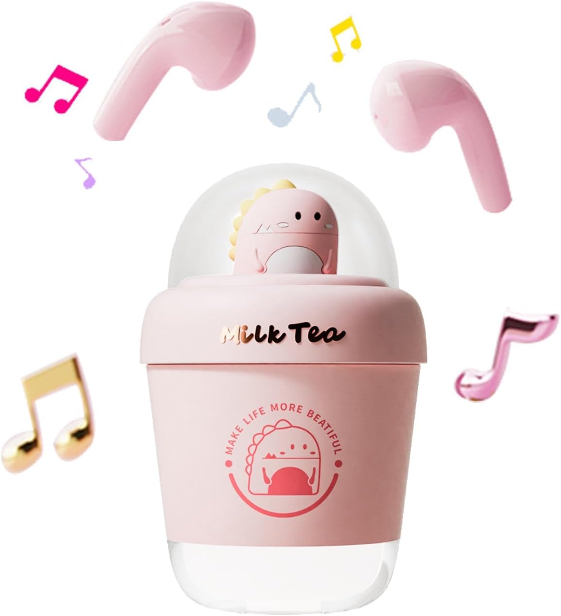 Kids Earbuds for Small Ear Canals Pink Kids Wireless Earbuds for Kids Ear Buds Cute Milk Tea Cups Bluetooth in-Ear Headphones Earphones for kids with Microphones for iPhone, Android, iPad ,Galaxy