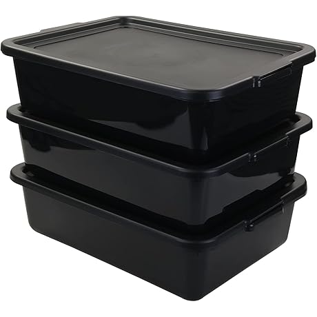 Black 13L Storage Bins with Fitted Lids (3-Pack)