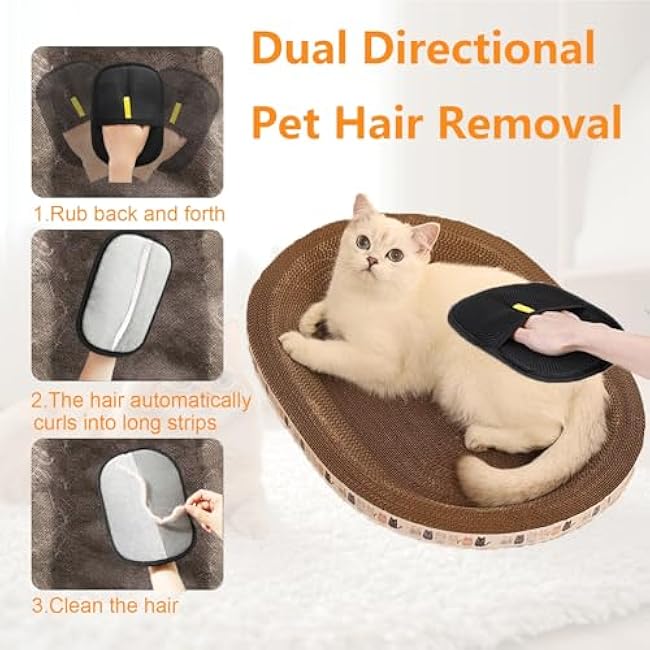 DreamCatching 2PCS Pet Hair Removal Gloves for Cats & Dogs, Reusable Electrostatic Pet Hair Remover Gloves for Couch, Carpet, Furniture, Car, Bedding, Easy Cleaning & Grooming Tool-tNsPnMFI