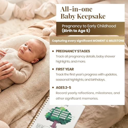 Baby Memory Book for Baby Boy or Girl - Baby Book Keepsake with Ink Pad and Two Personalized Frames - Record Every Event from Birth to Age 5 Gender Neutral Scrapbook - Baby Gifts Gender Neutral - Image 2