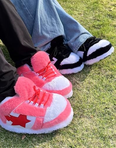 Image of CUTEGAL Sneaker Slippers Star Fluffy Shoes Memory Foam One Size Indoor Comfy and Trendy for Men Unisex Home Pantuflas