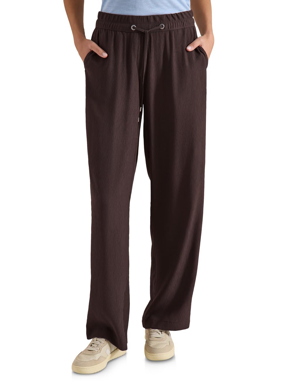 Cecil Women's High Waist Straight Leg Trousers in Loose Fit 3717279, Brown Cacao, M / 30L