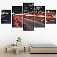 SIGNWIN 5 Panel Canvas Wall Art Building Lights for Home Decorations Ready to Hang - 60