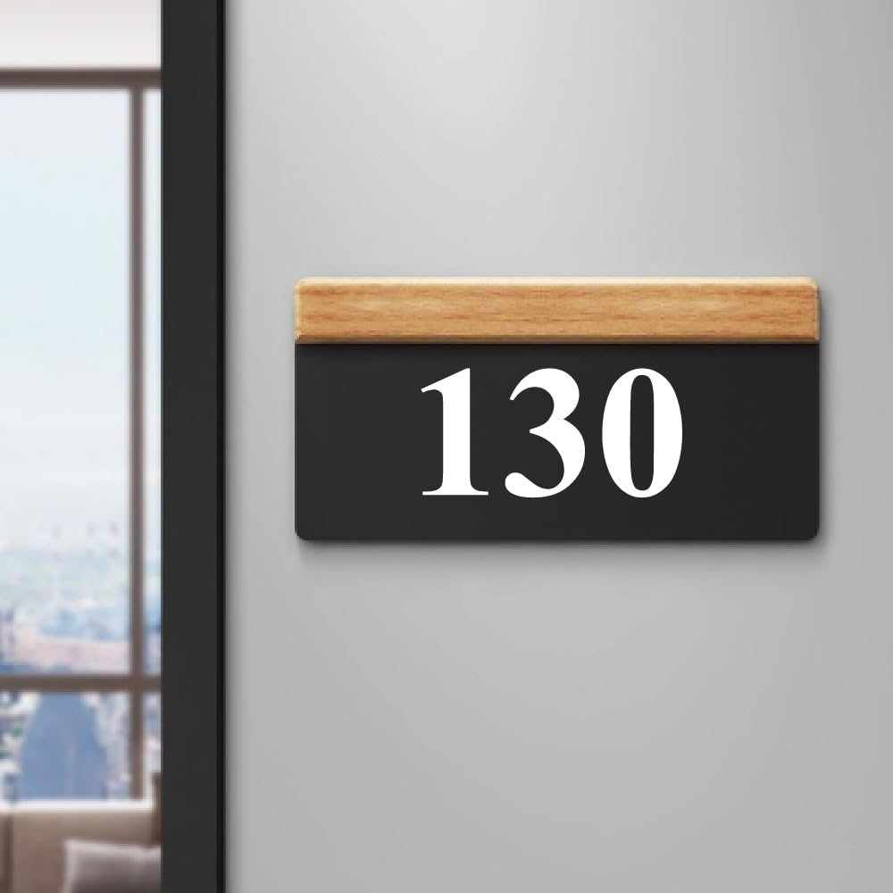 House Number Plate - 130 Hotel, Hospital, Lodge,Apartment,Door No,Laser cut acrylic fixed with white color water proofing PVC sticker|Easy installation type double sided tape fixed on backside-image-32