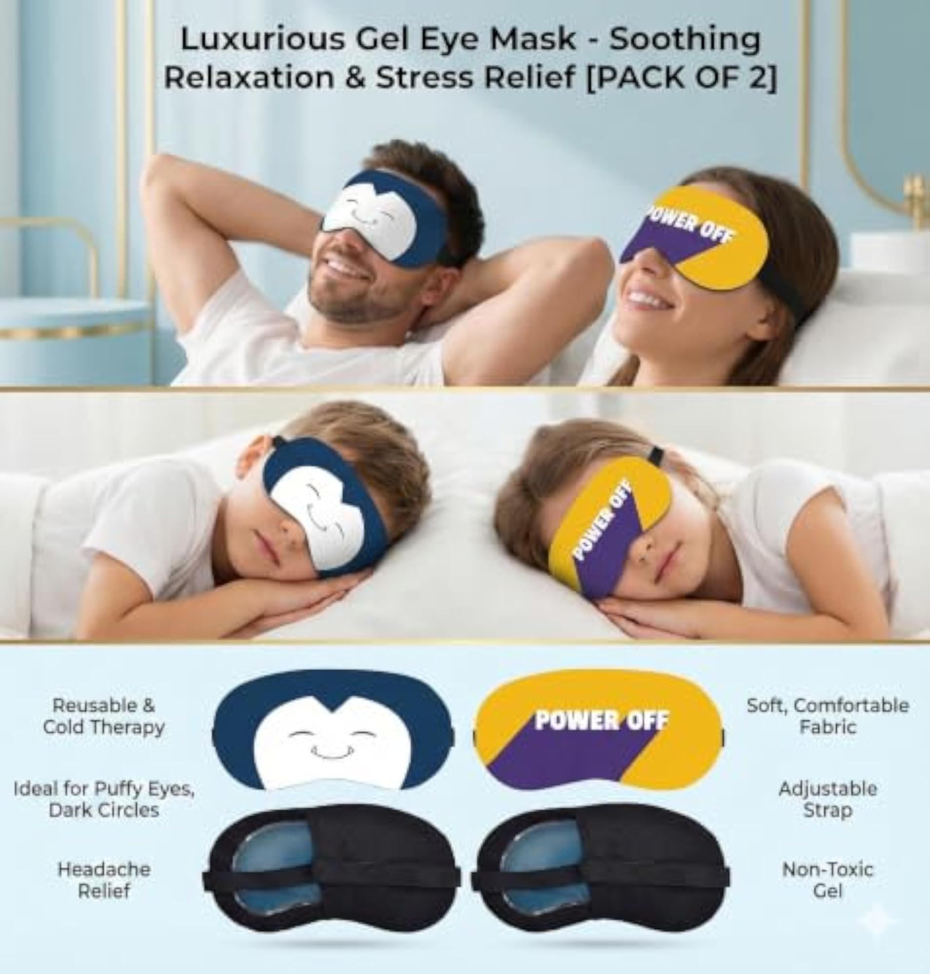 Power Off Cartoon Sleep Mask, Cute Design for Nighttime Use