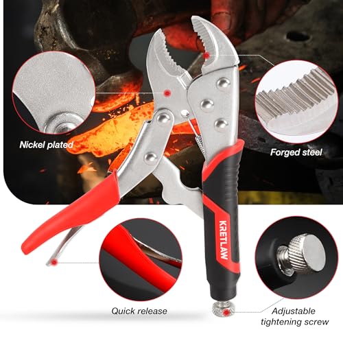 Vice Grips Pliers Set - 6-Piece Set Including 6-1/2" & 9-1/2" Long Nose, 5", 7" & 10" Curved Jaw, 6" C-Clamp Locking Pliers With Rolling Pouch