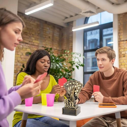 Statue Handgemachte Pokerkarten – 4,52 Zoll große Harz-Statue, Poker-Trophäen auf der quadratischen Basis von mit individueller Gravur | Moderne Regaldekoration für Figuren – Bild 3