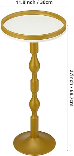 Miniatura 3 de Mesa redonda pequeña para bebidas, mesas de pedestal, mesa auxiliar redonda pequeña para espacios estrechos, mesa auxiliar para sala de estar,