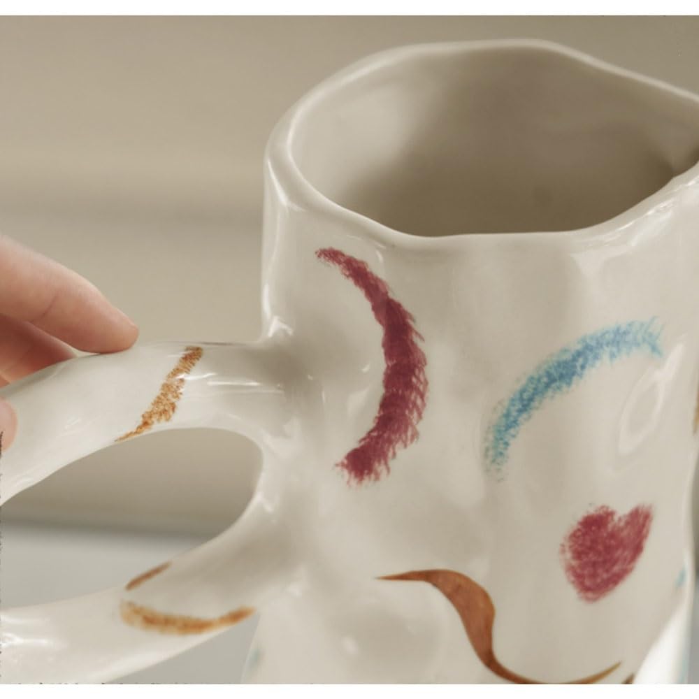 Eleganckie Uroczy ceramiczny wazon w kształcie serca, podwójne uszy, ręcznie malowany, dekoracyjny element aranżacji kwiatów Centralne elementy stołu