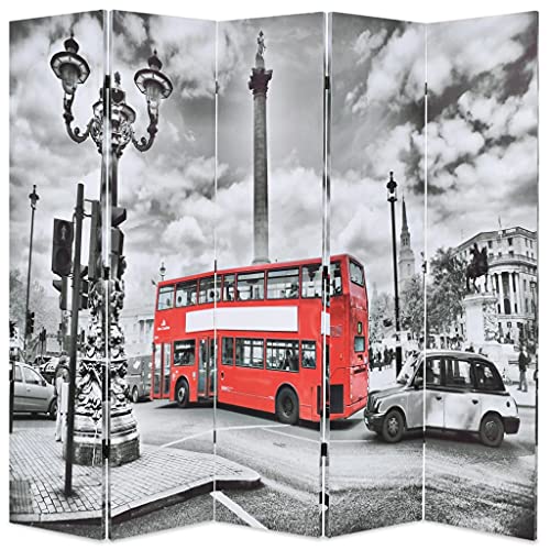 SKM Paravent pliable 200 x 170 cm London Bus Noir/blanc - 875