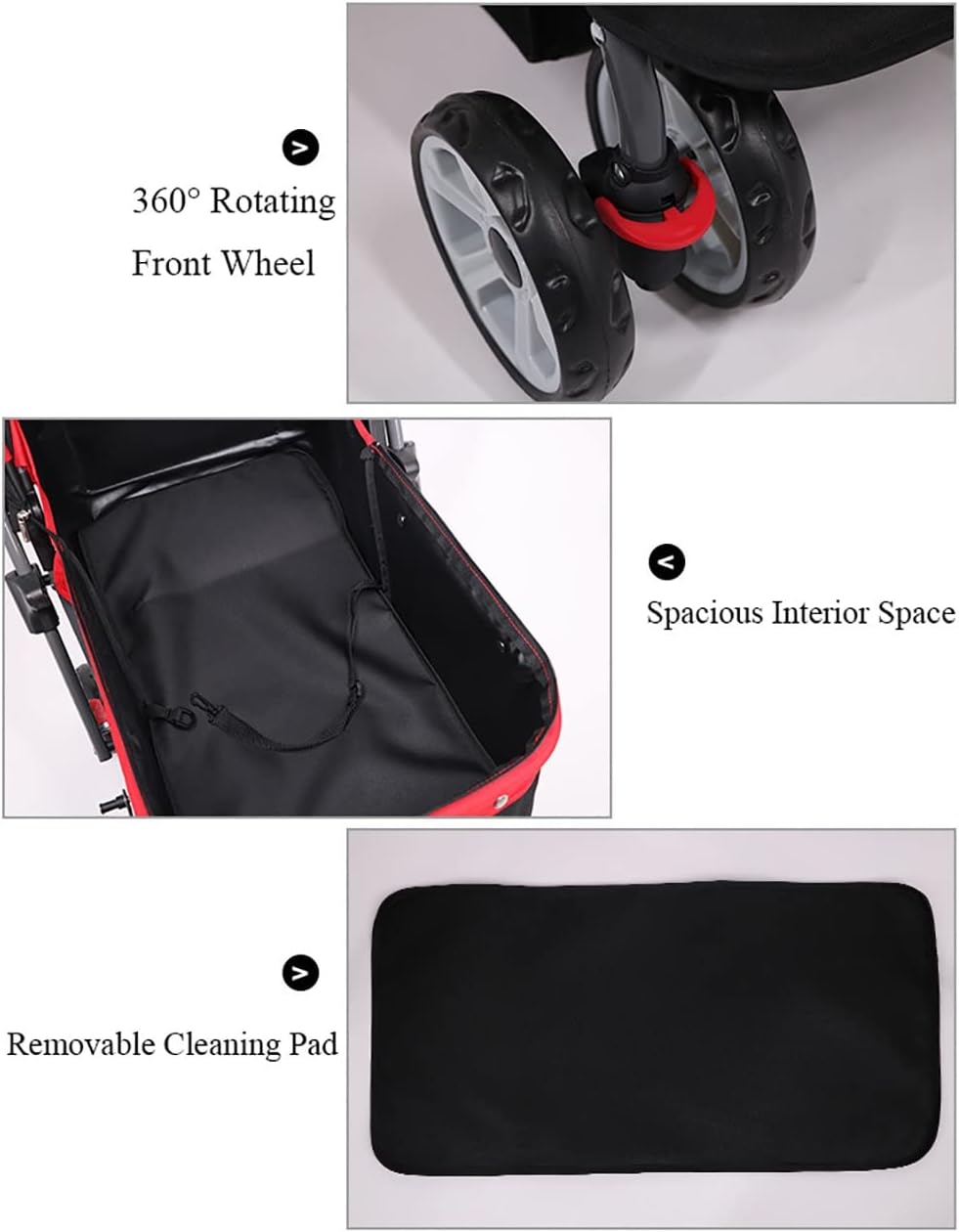 Premium Heavy Duty Pet Stroller for Small Medium Dog Cat 4-Wheel Cat Stroller Foldable Dog Stroller with Suspension System/Link Brake/One-Hand Fold Max. Loading 60 LBS