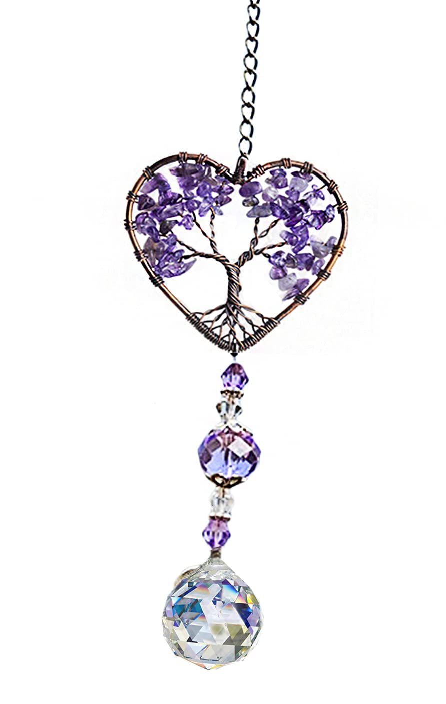 iEasey Crystal Glass Suncatcher Window Hanging Heart Crystals Tree Ornament Sparking Rainbow Maker Prism Ball Pendant Sun Catcher Garden Outdoor Decor Wedding Anniversary Birthday Gift-image-21