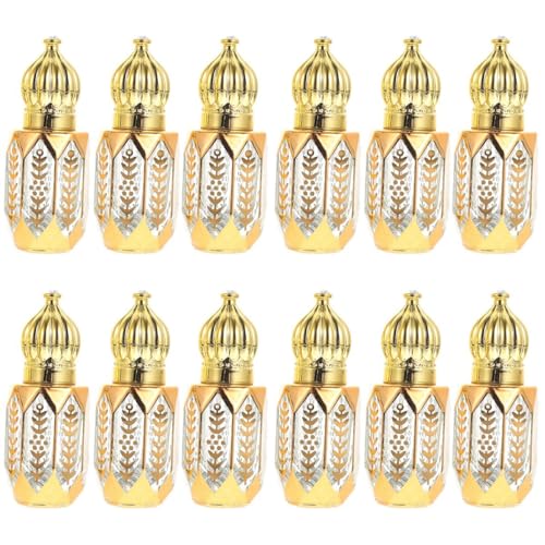 GLEAVI 12 pcs Essential Ml Mini Fragrance Exquisite Tiny Er Perfume Refillable Plastic Oil DIY Sub-ing Perfumes Balms On Golden Dispensing Gold Arabic Small for Container